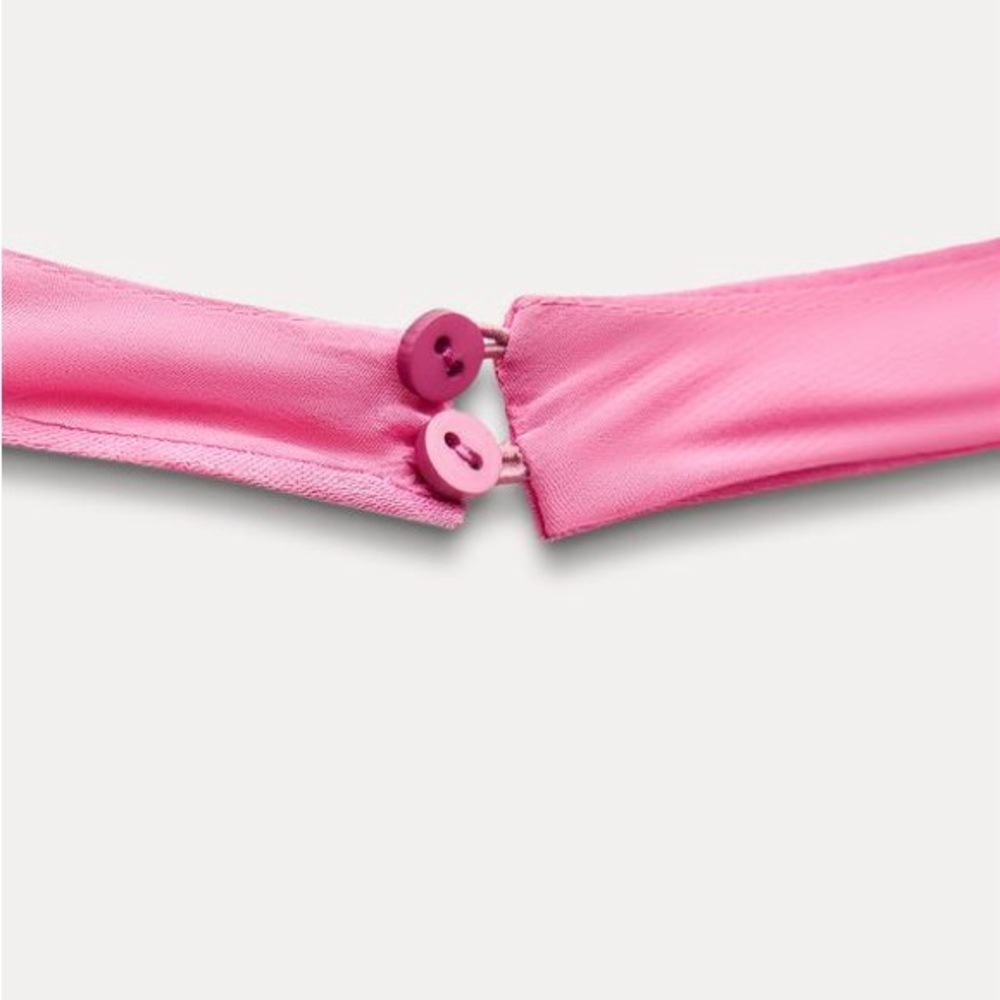 Zara Elegant Pink Satin Effect Halter Dress - Picture 5 of 7